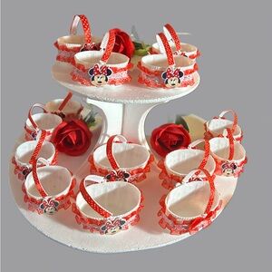 Red and White  Minnie mouse Kids favors basket 12/for 36